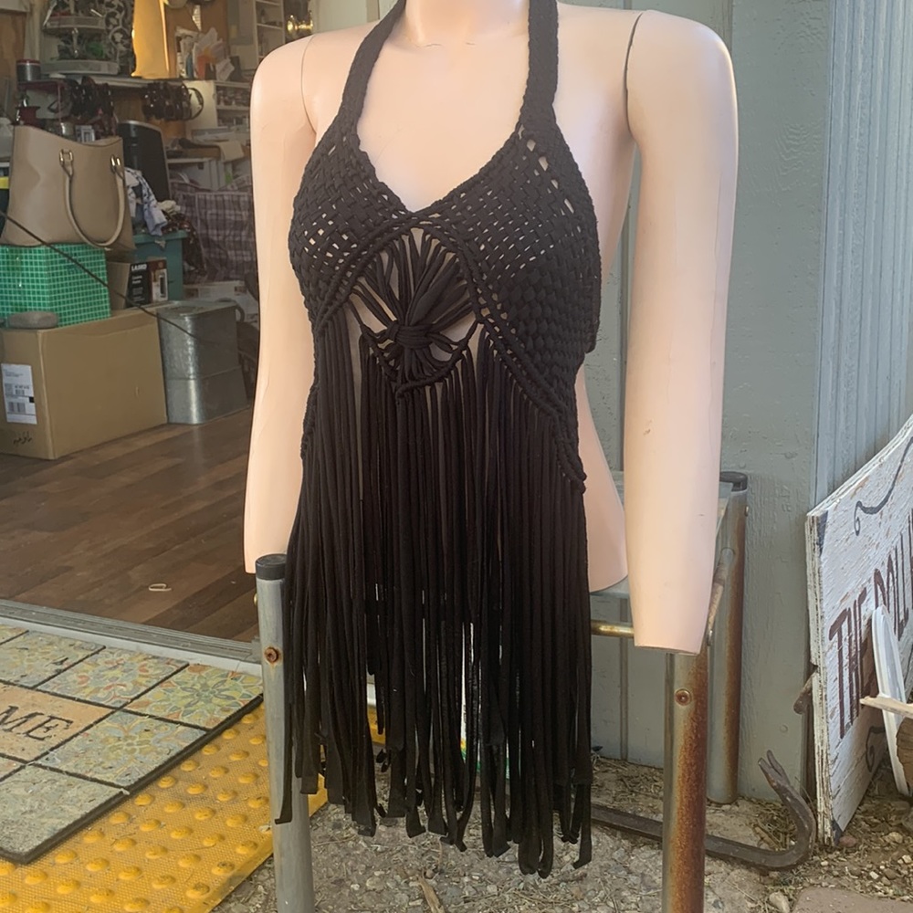 So Sexy Black crochet Halter Top